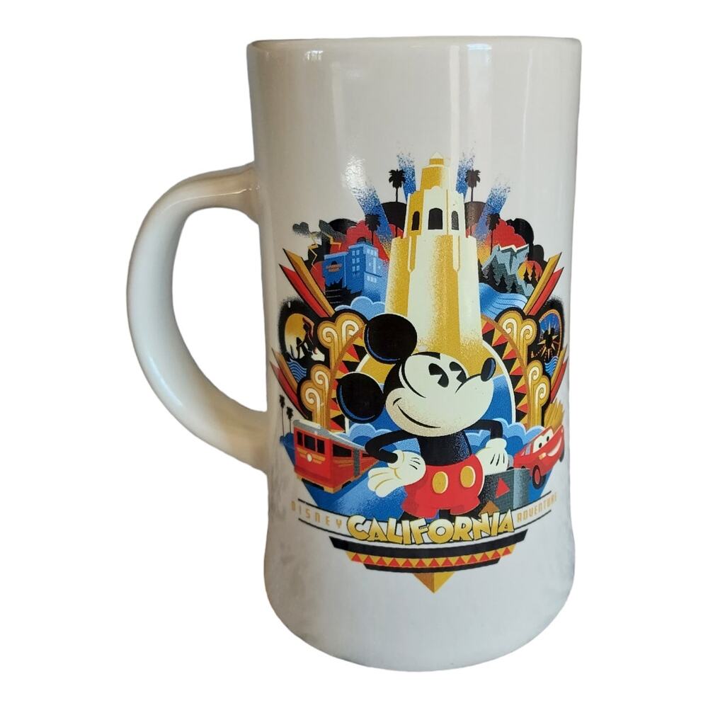 Disney Parks California Adventure Mickey Mouse Tall Thick Ceramic Mug Cup NWT